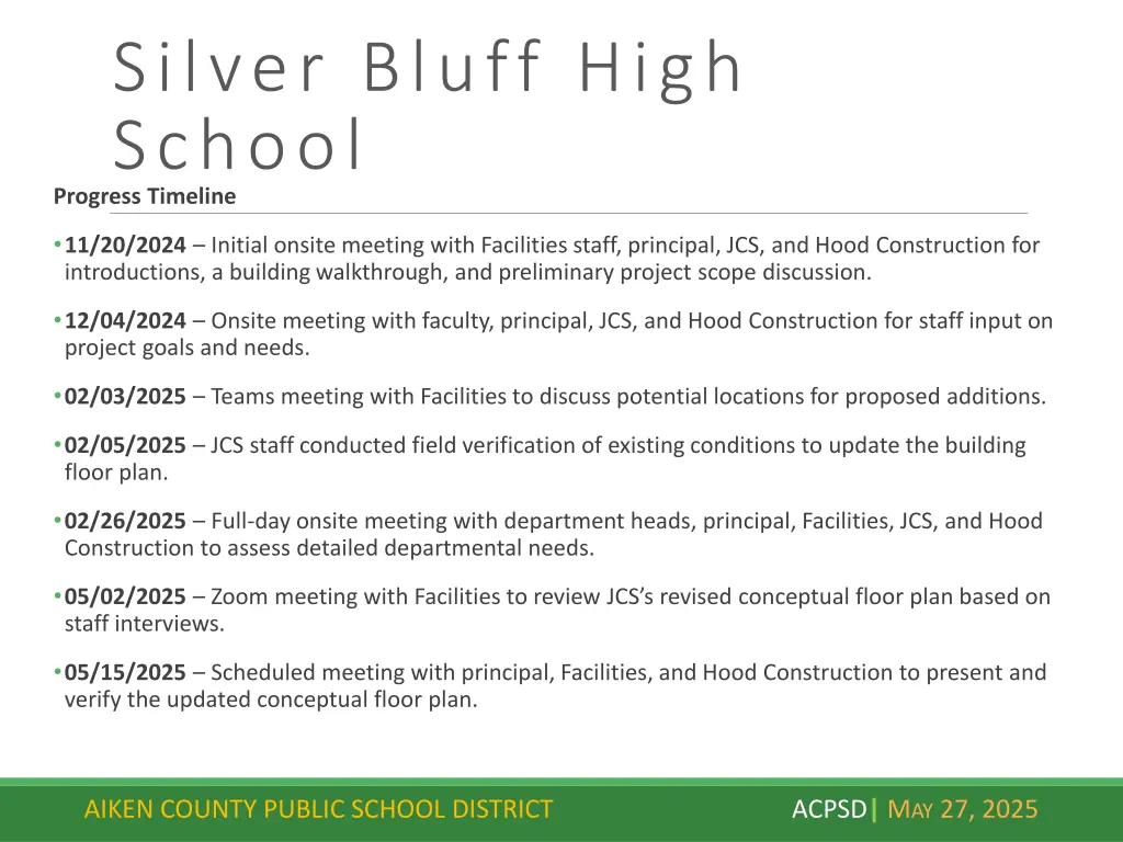 silver bluff high school progress timeline