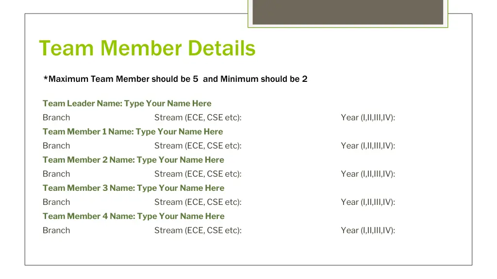 team member details