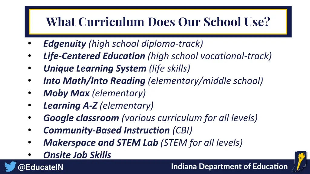 what curriculum does our school use