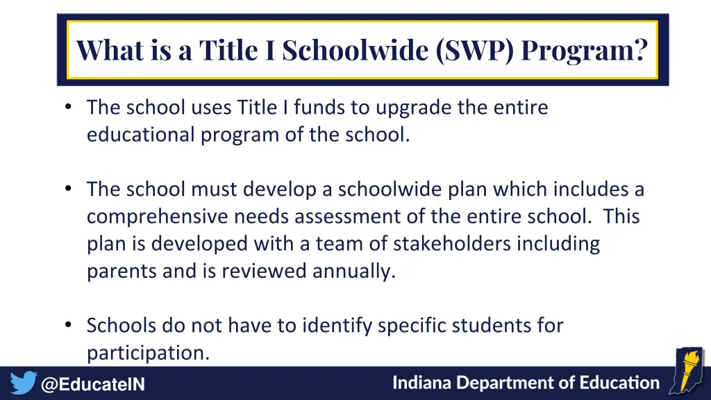 what is a title i schoolwide swp program