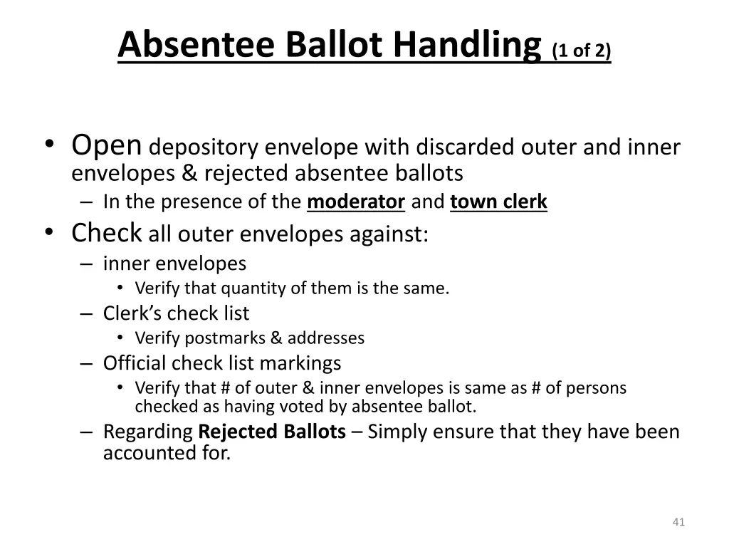 absentee ballot handling 1 of 2