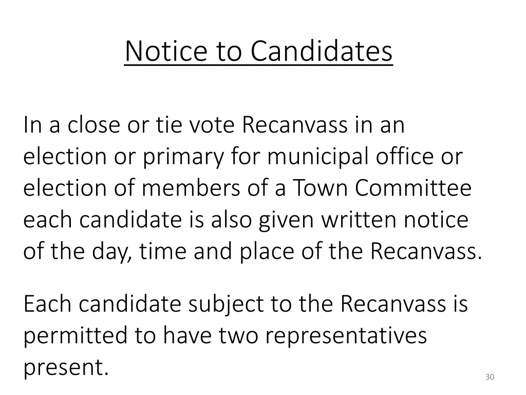 notice to candidates