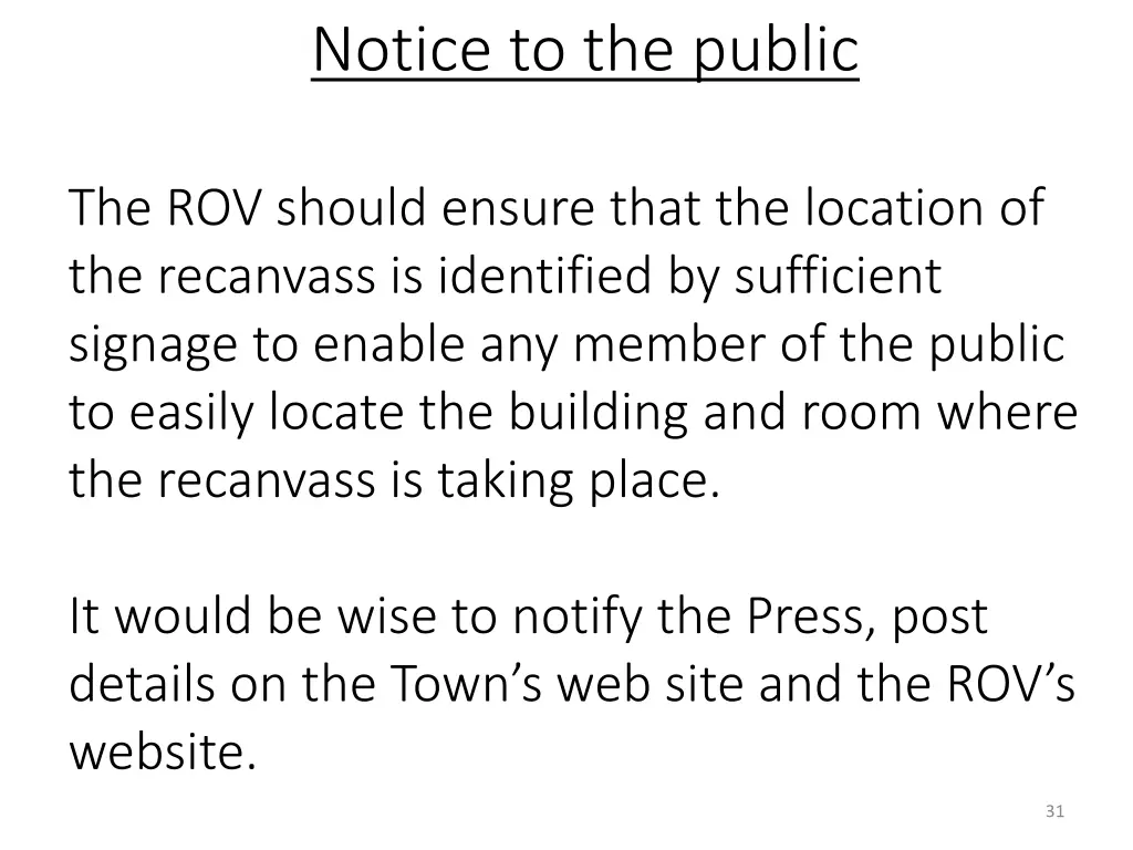 notice to the public