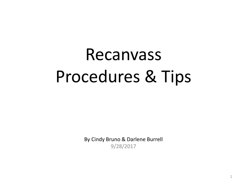 recanvass procedures tips