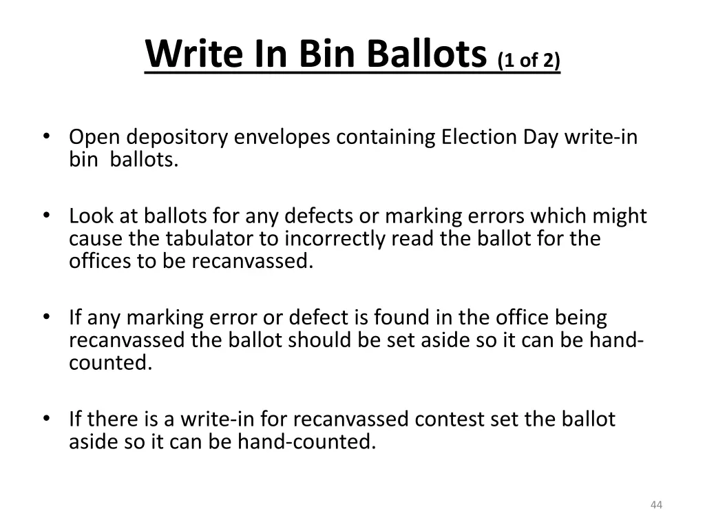 write in bin ballots 1 of 2