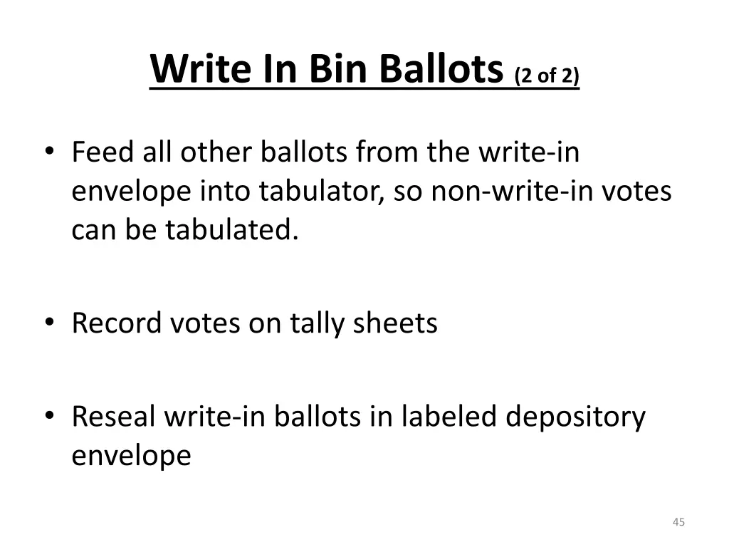 write in bin ballots 2 of 2