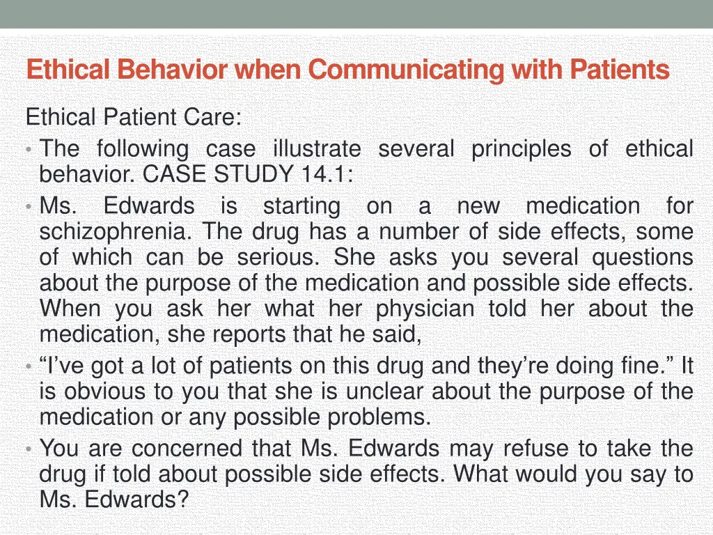 ethical behavior when communicating with patients