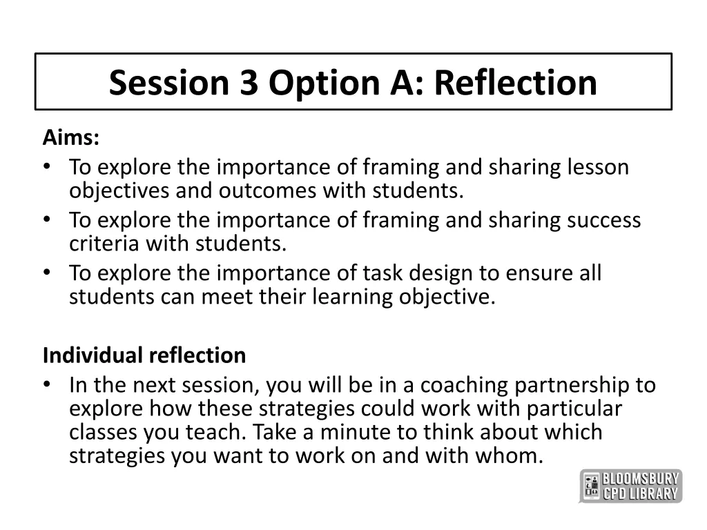 session 3 option a reflection
