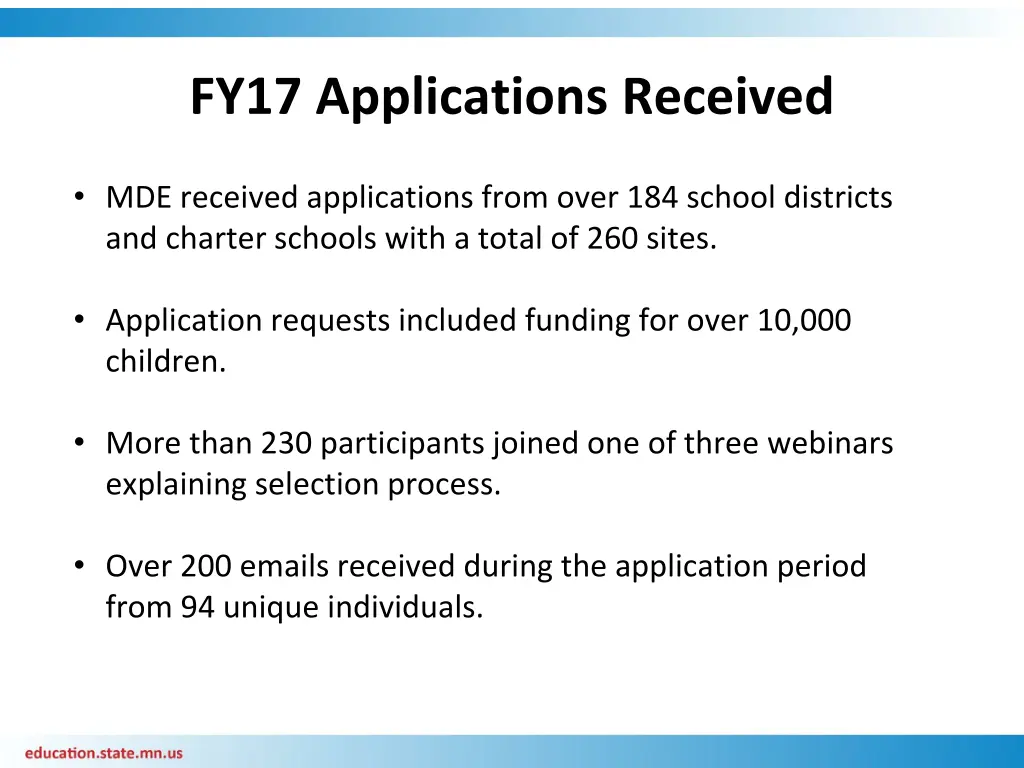 fy17 applications received