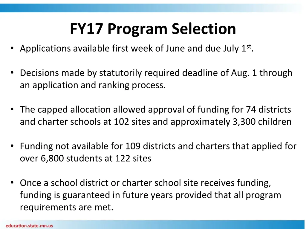 fy17 program selection applications available