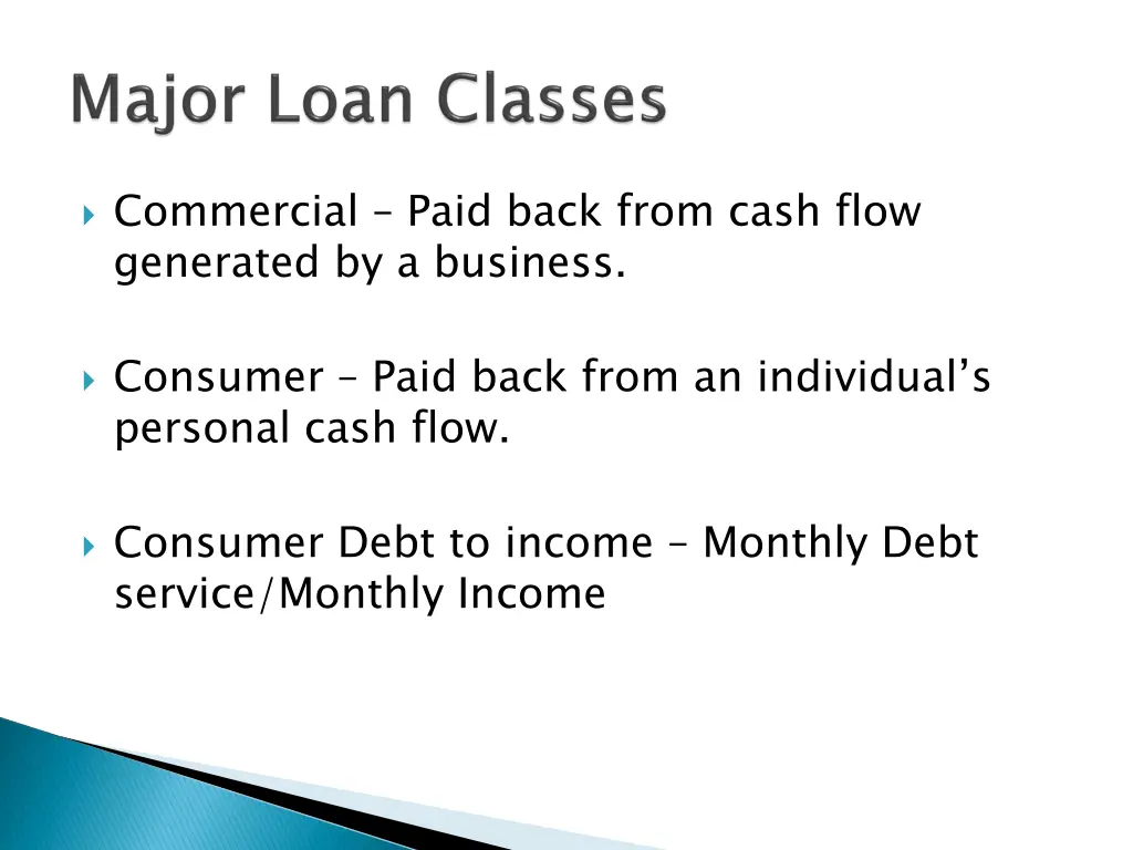 commercial paid back from cash flow generated 1