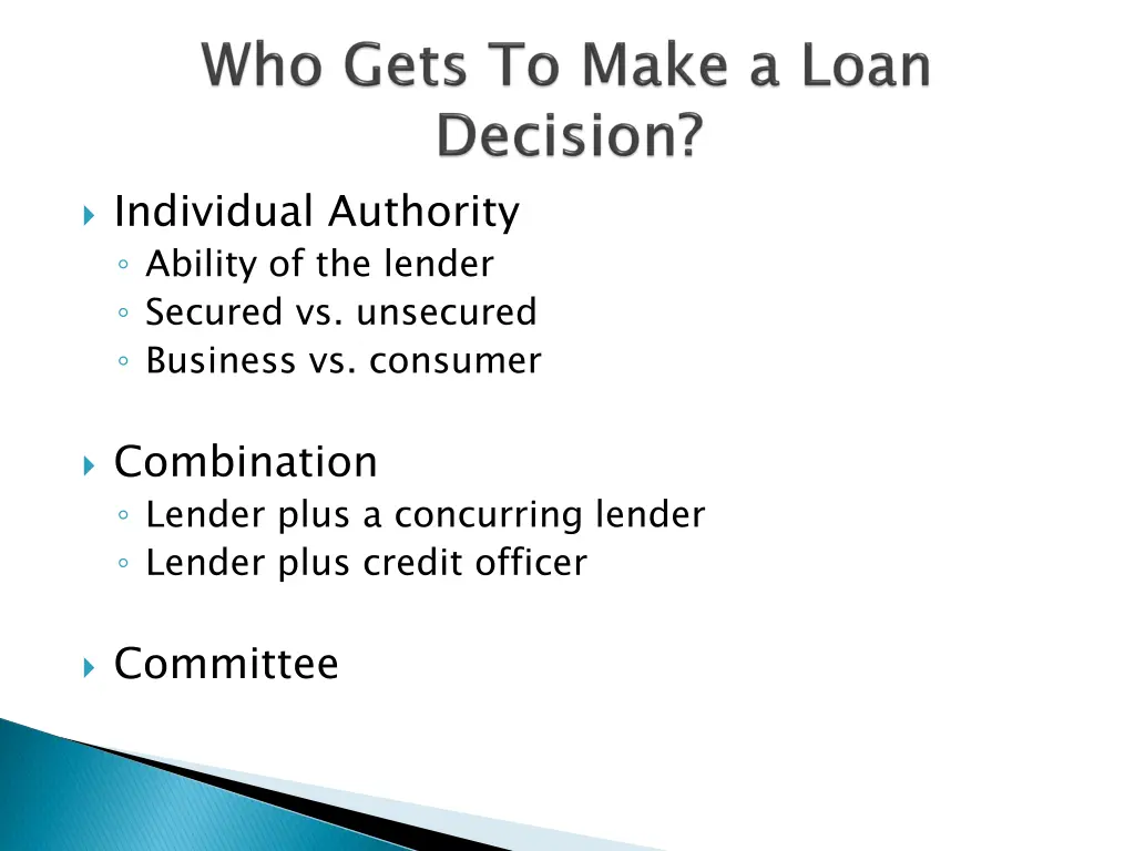 individual authority ability of the lender