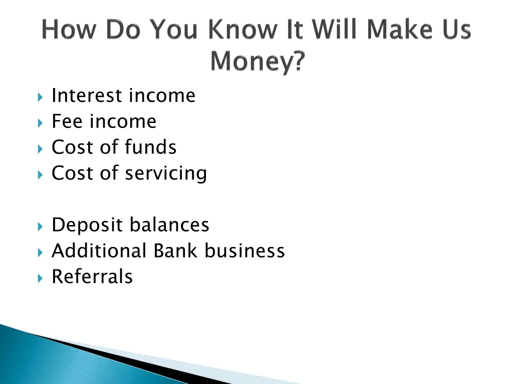 interest income fee income cost of funds cost 1