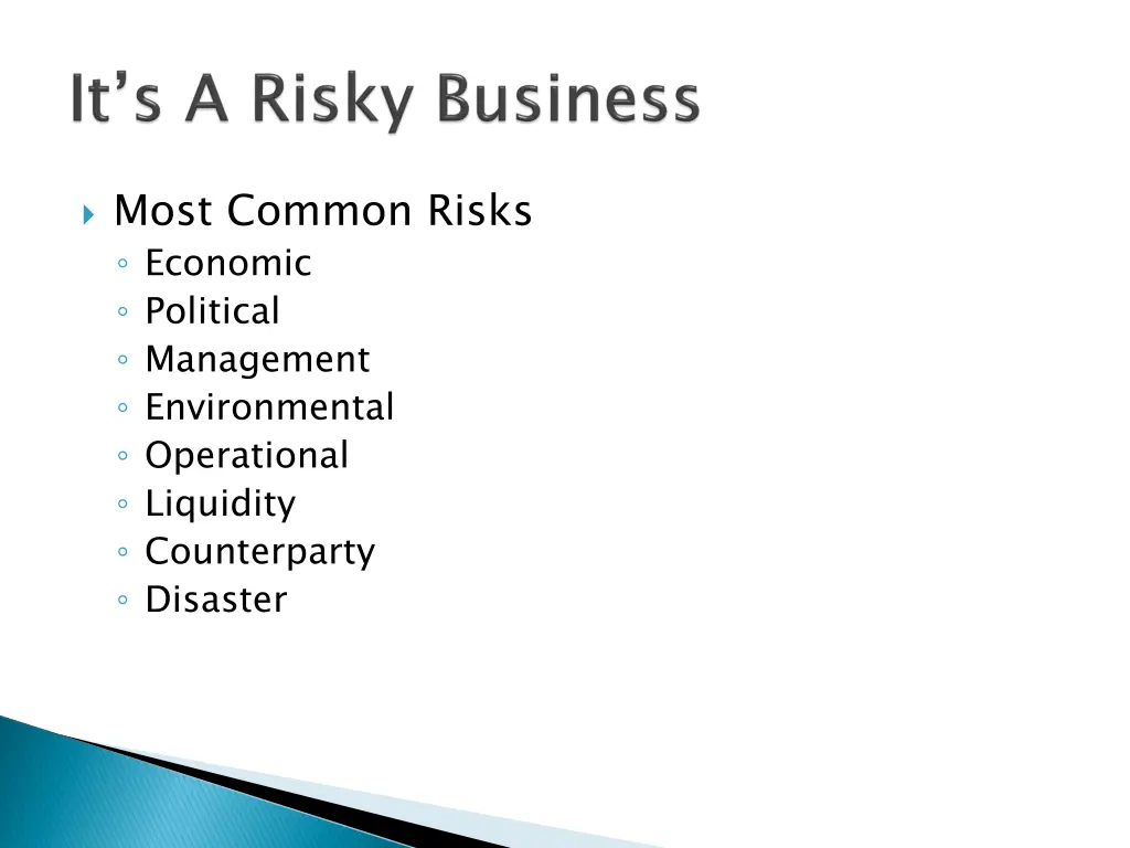 most common risks economic political management