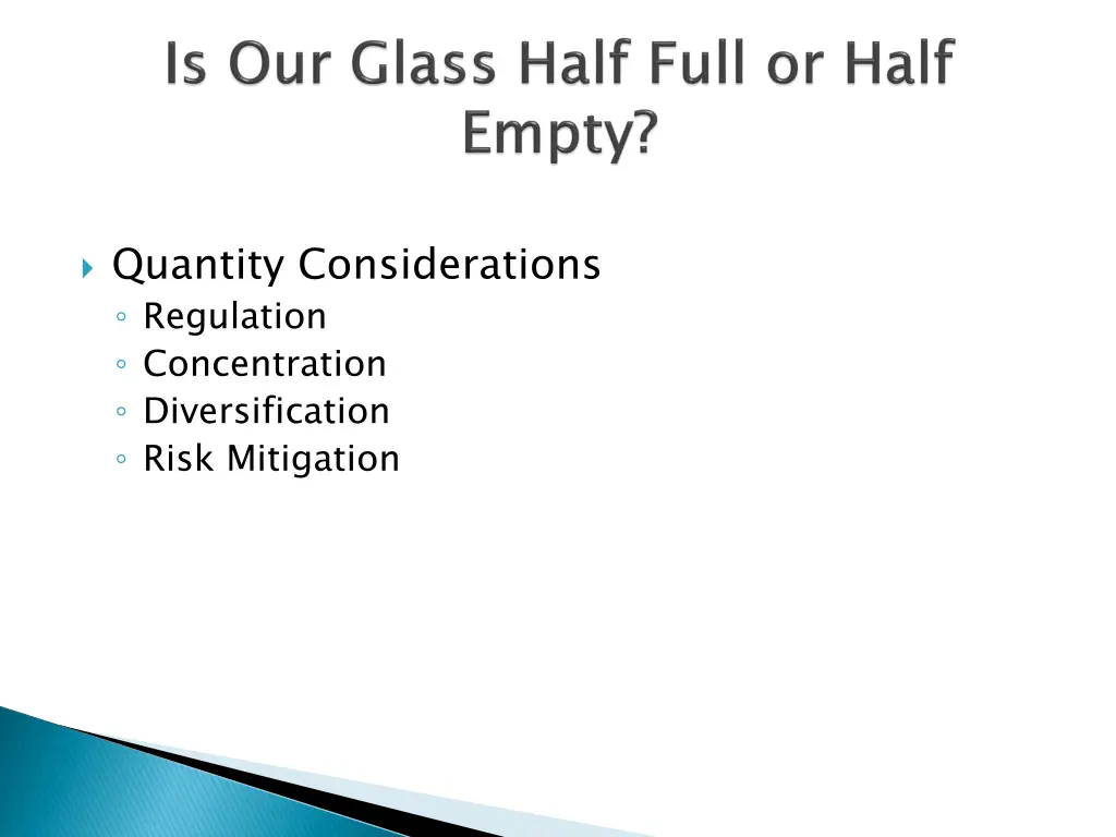 quantity considerations regulation concentration