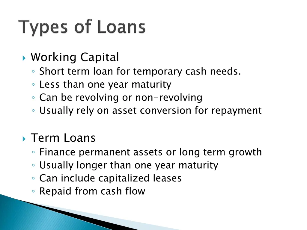 working capital short term loan for temporary 1