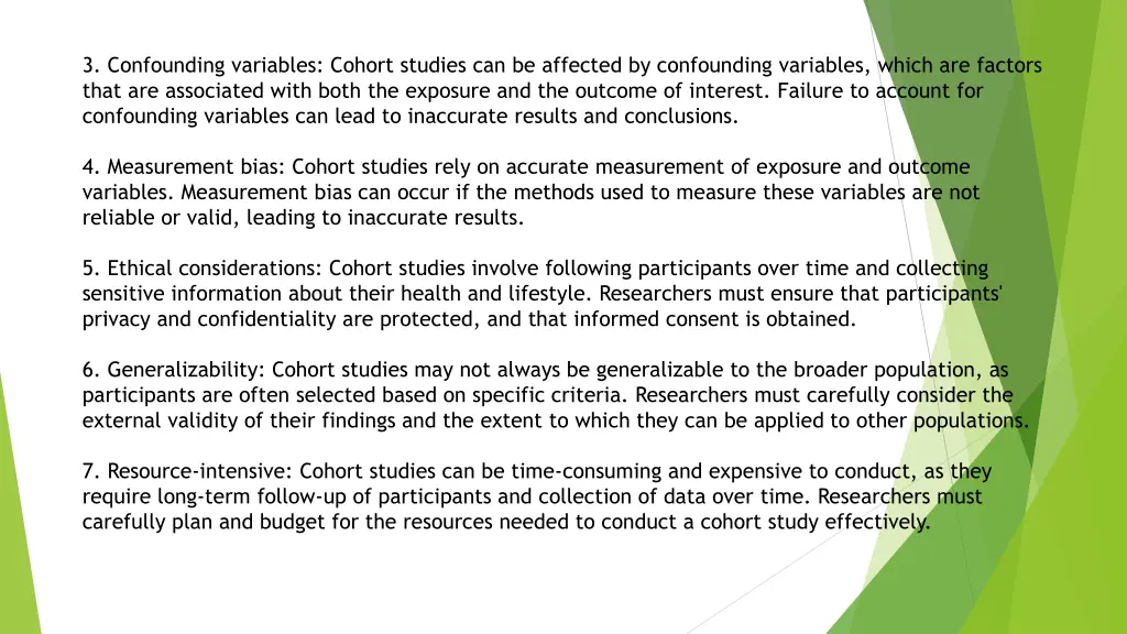 3 confounding variables cohort studies