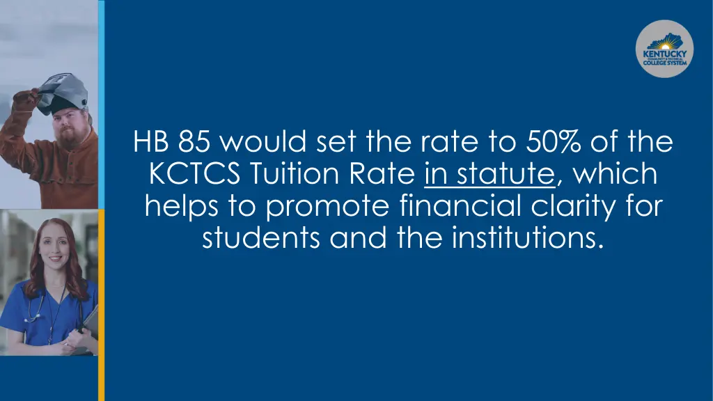 hb 85 would set the rate to 50 of the kctcs