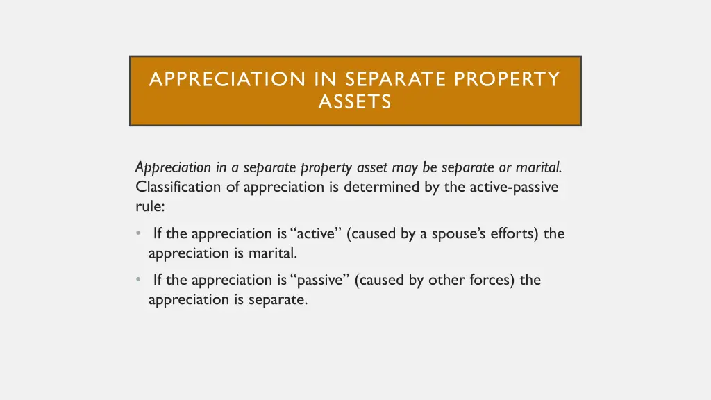 appreciation in separate property assets