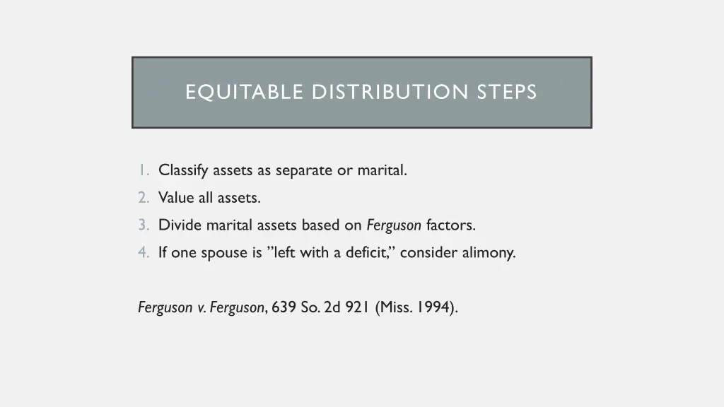 equitable distribution steps