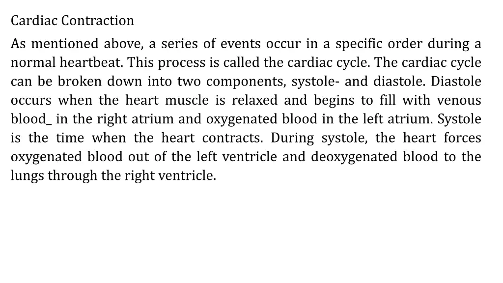 cardiac contraction as mentioned above a series