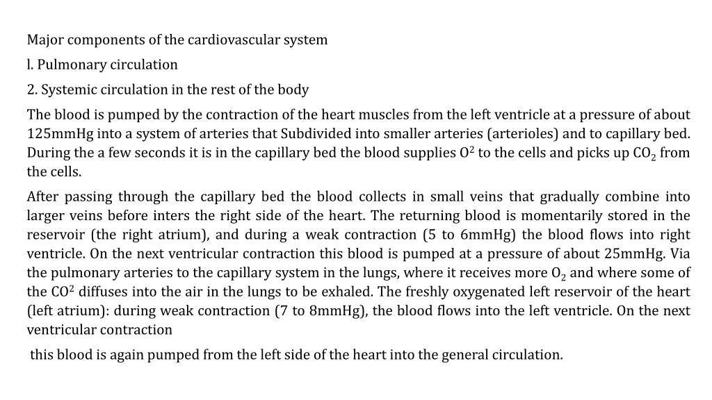 major components of the cardiovascular system