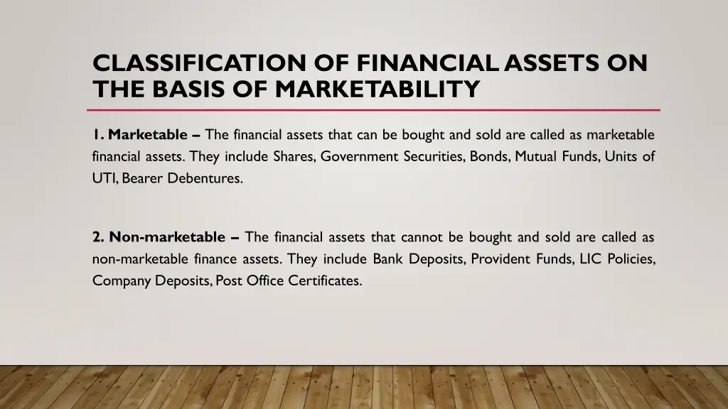 classification of financial assets on the basis