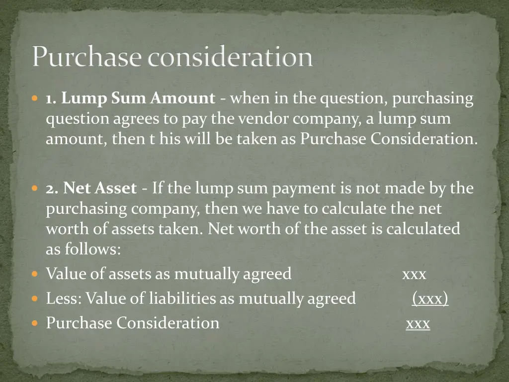 purchase consideration