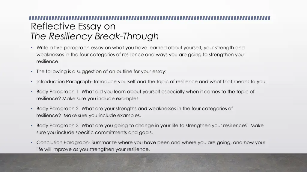 reflective essay on the resiliency break through