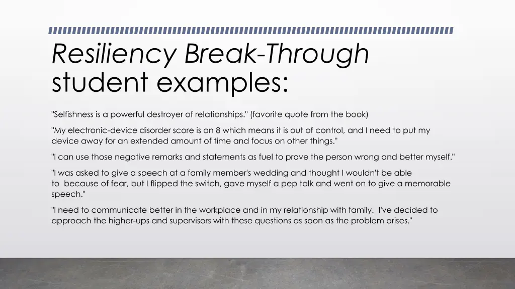 resiliency break through student examples
