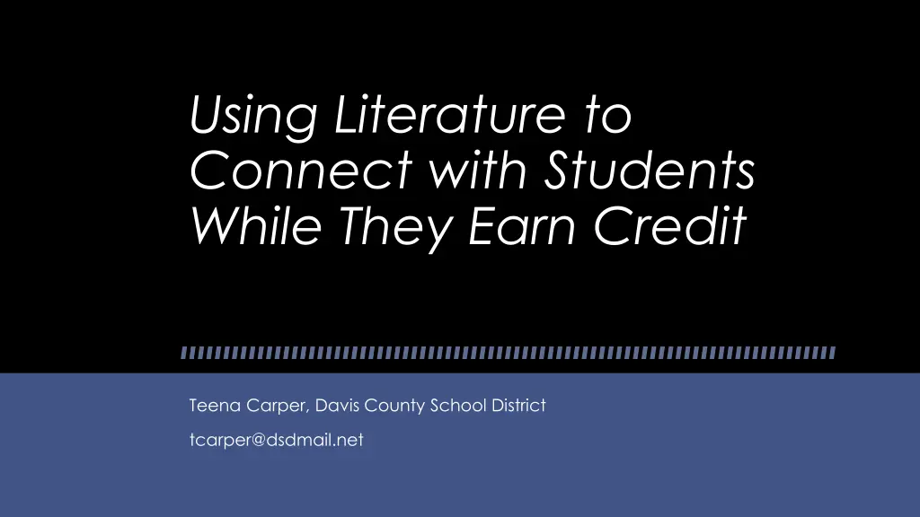 using literature to connect with students while