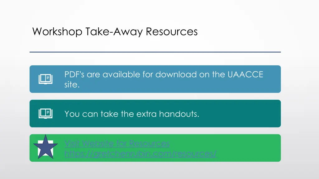 workshop take away resources