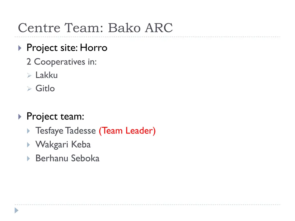 centre team bako arc