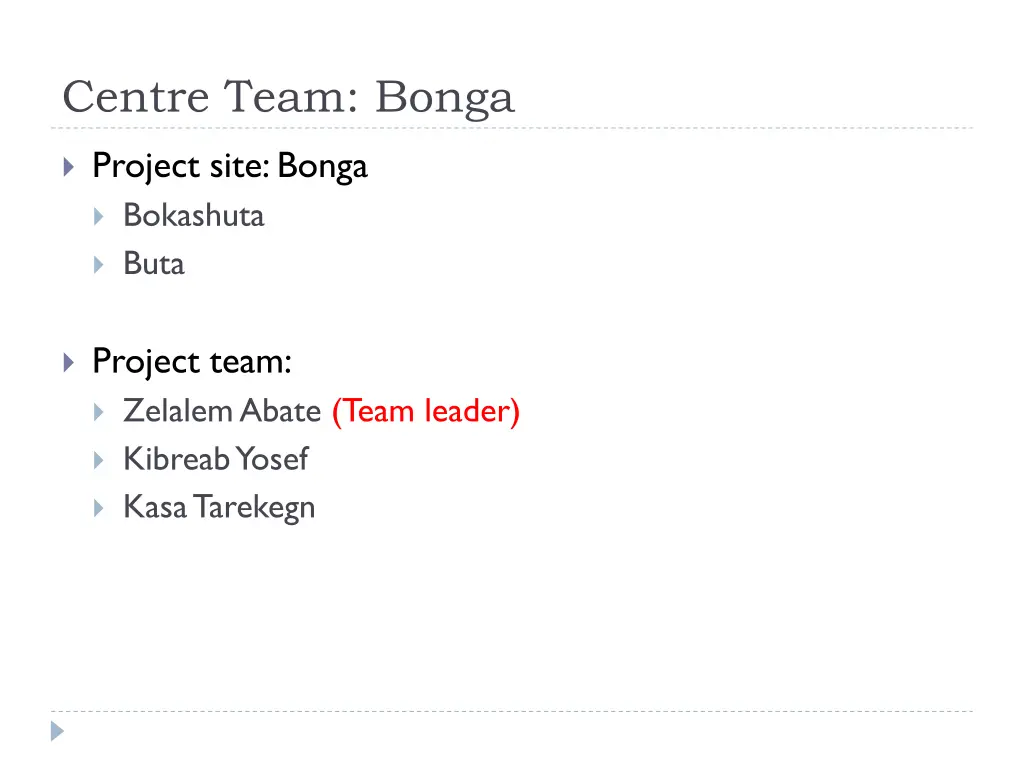 centre team bonga