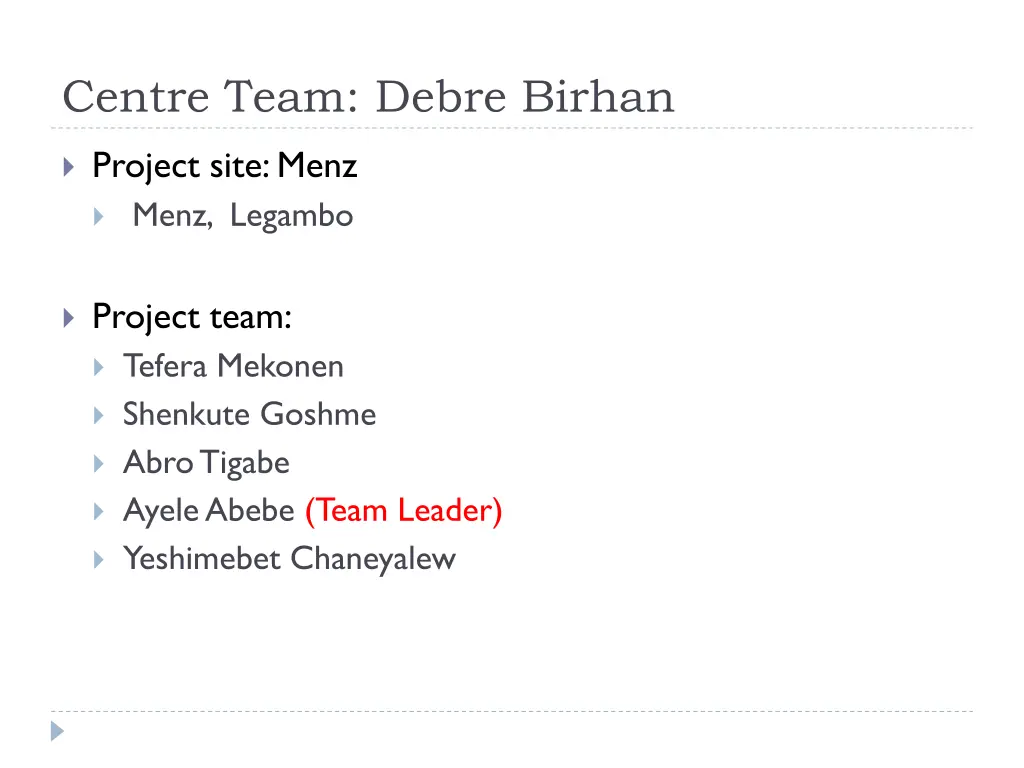 centre team debre birhan