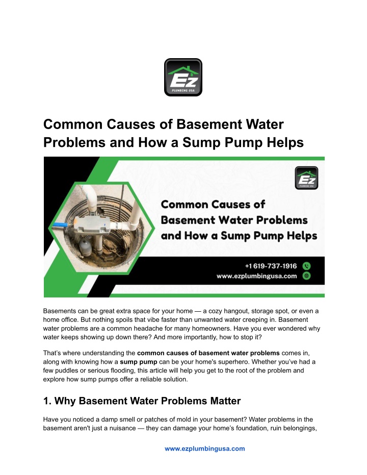common causes of basement water problems