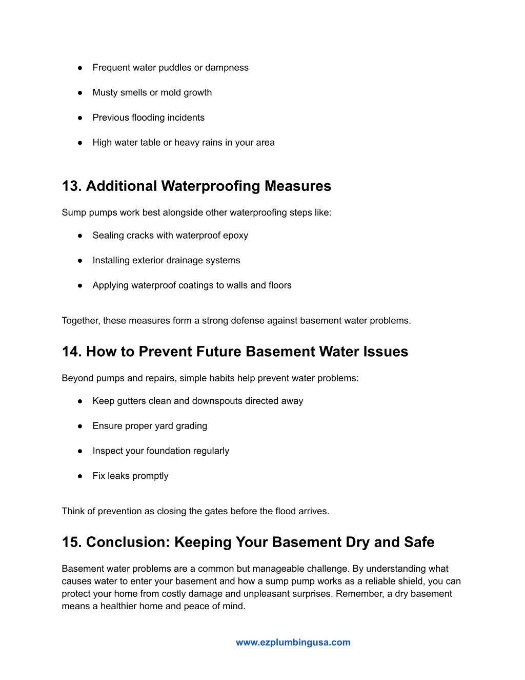frequent water puddles or dampness musty smells