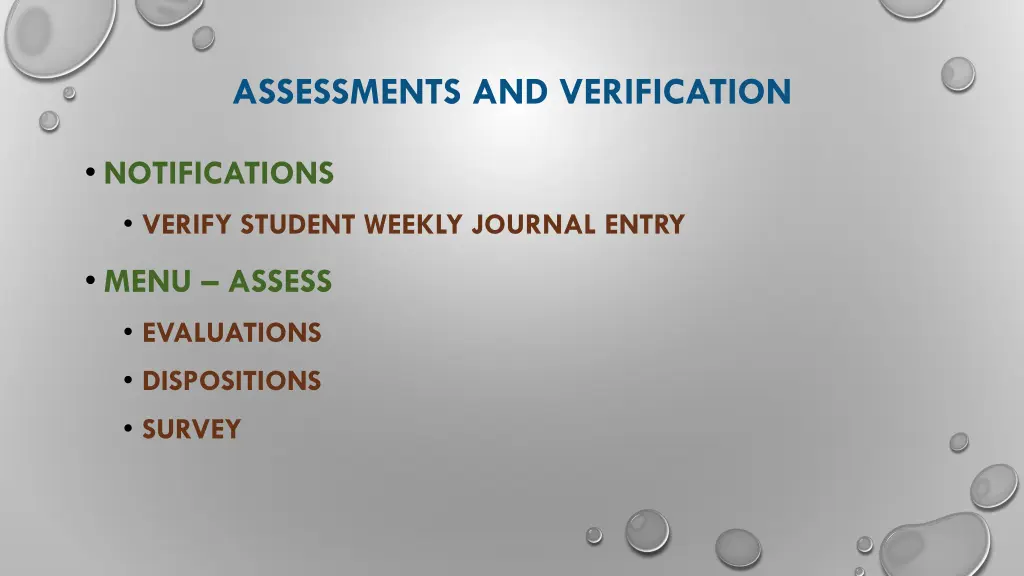 assessments and verification