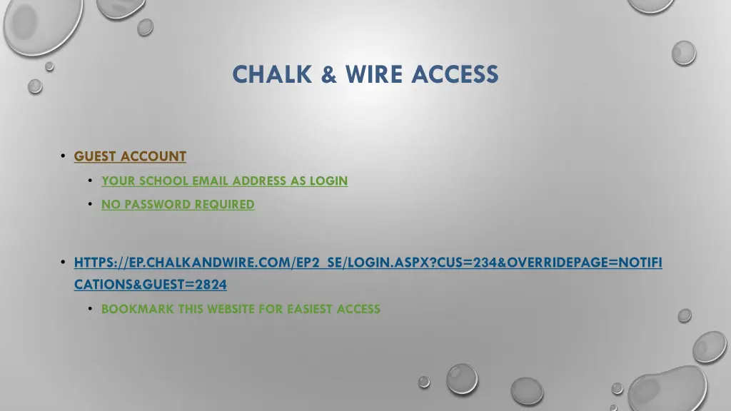 chalk wire access