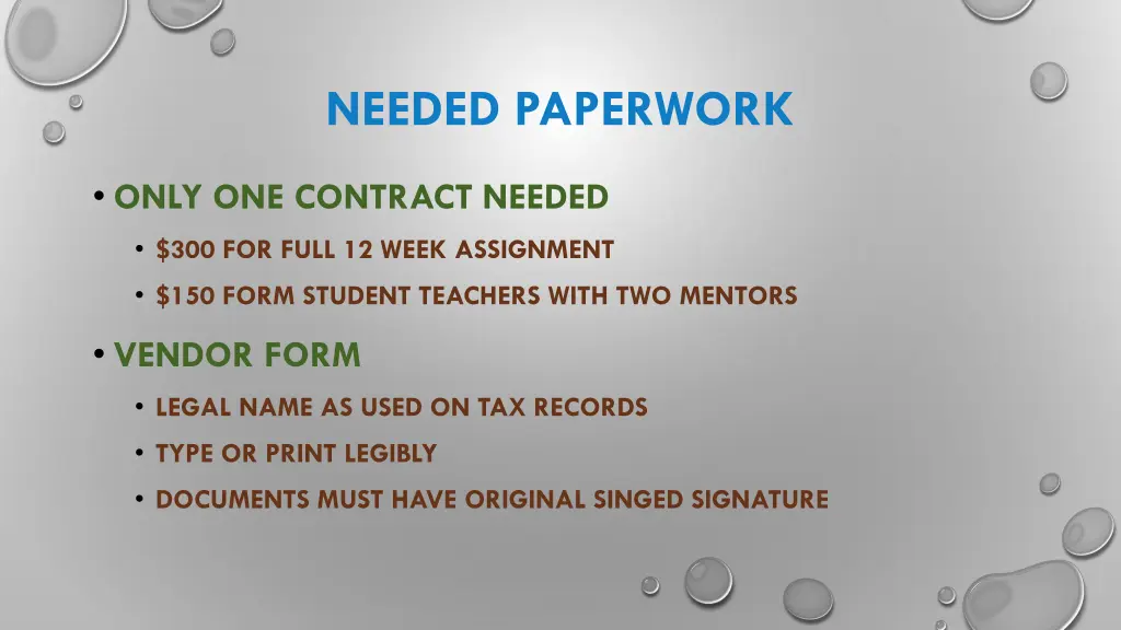 needed paperwork