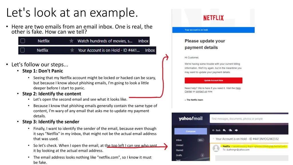 let s look at an example here are two emails from