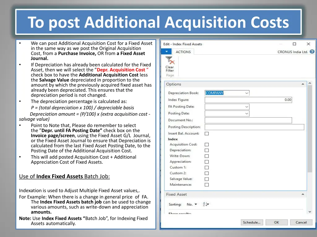 to post additional acquisition costs