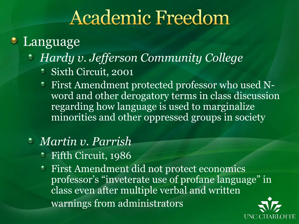 academic freedom language hardy v jefferson