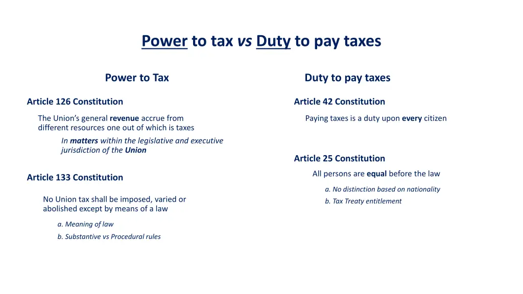 power to tax vs duty to pay taxes