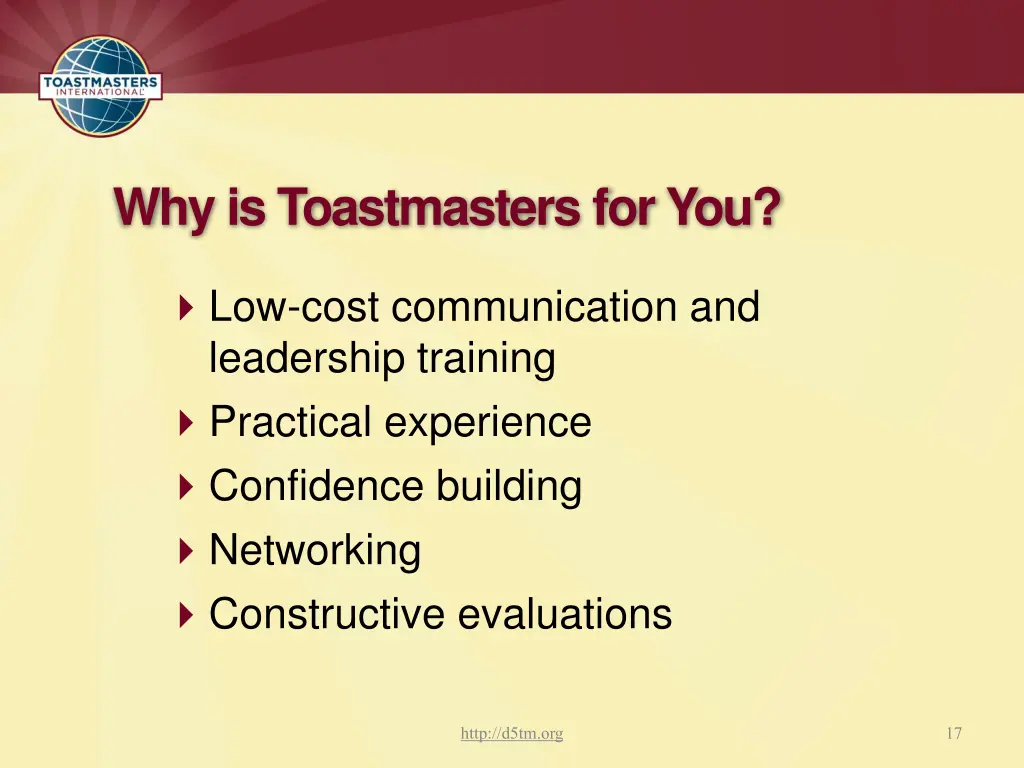 why is toastmasters for you