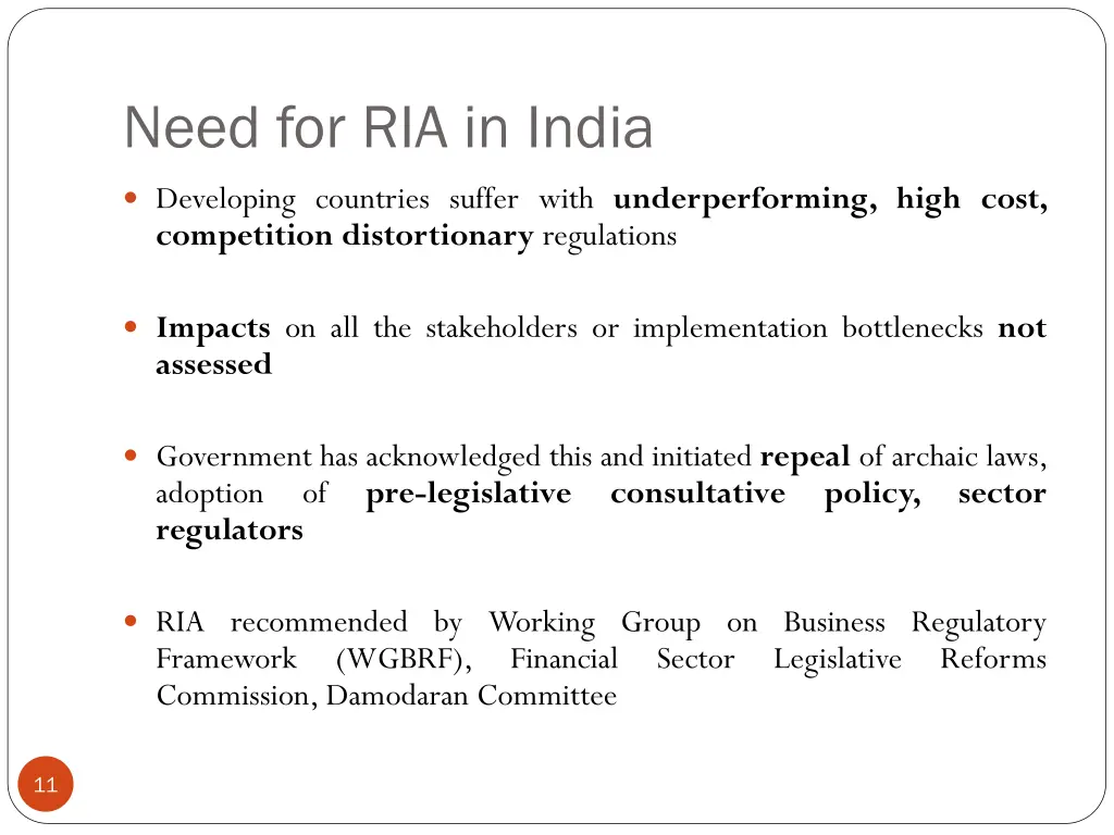 need for ria in india