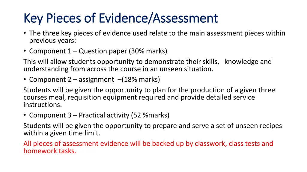 key pieces of evidence assessment key pieces