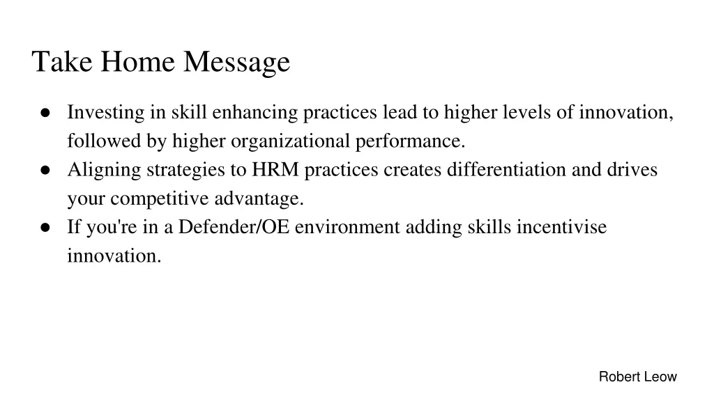take home message