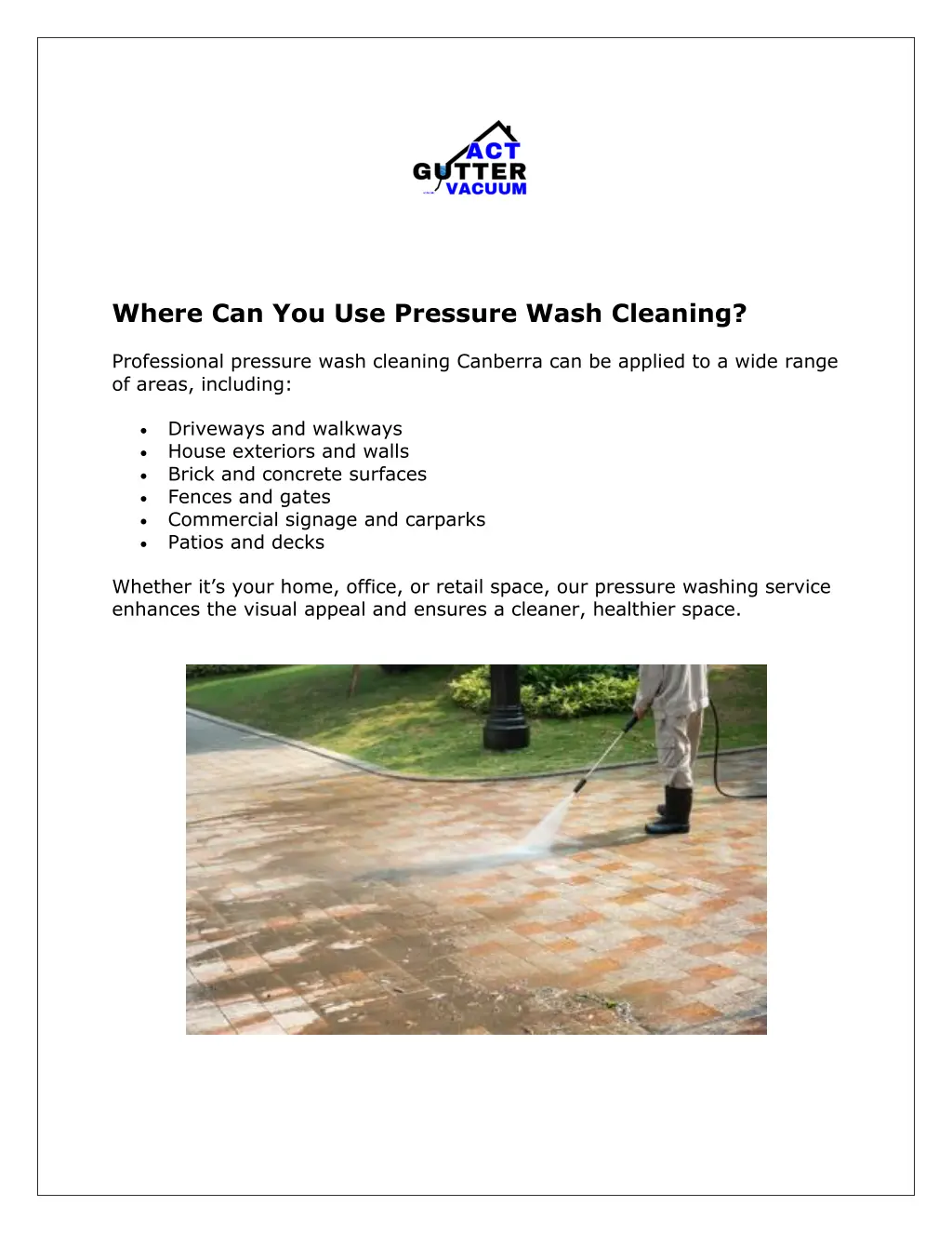 where can you use pressure wash cleaning