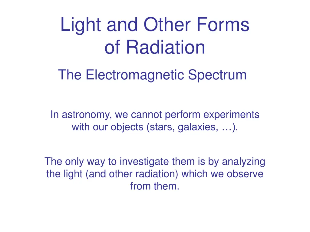 light and other forms of radiation